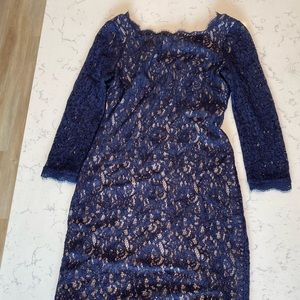 Navy Adrianna Papell lace dress, size 4